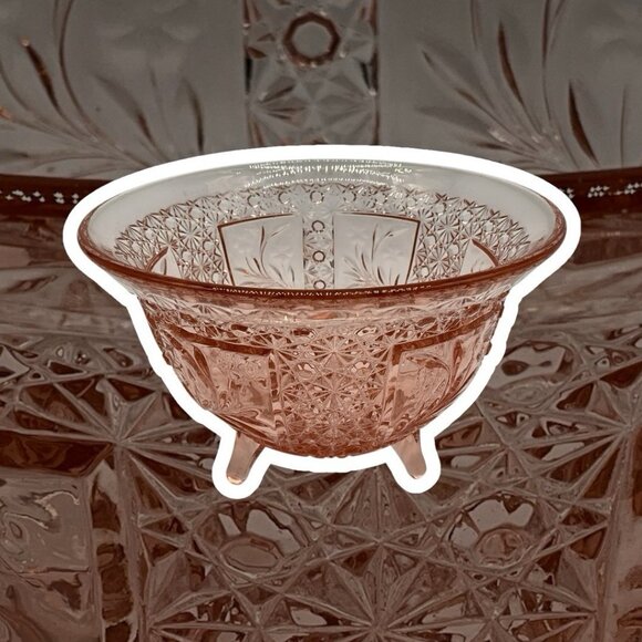 McKee Snappy Vintage Innovation Line Pink PresCut Floral Flared Footed Bowl MCM - Picture 5 of 16